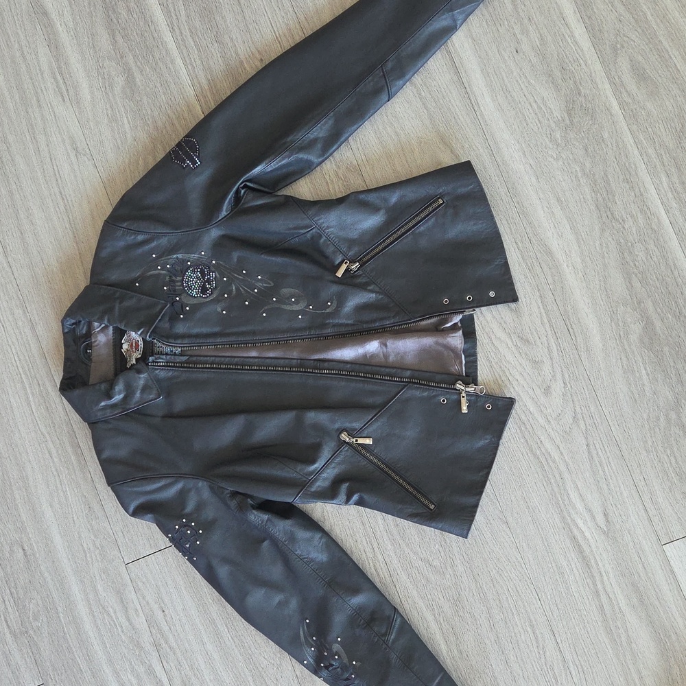 Women's Harley- Davidson Wicked Willie G Skull Genuine Leather Size S. Swarvoski - Picture 7 of 16